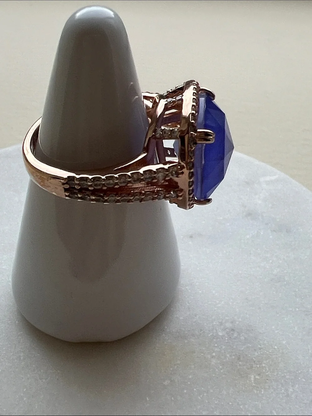 bp Rose Gold-Tone Ring with Lavender Cushion Stone